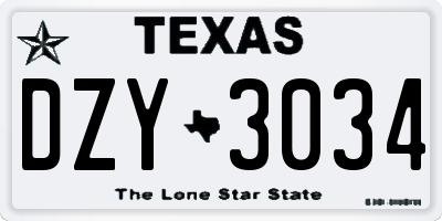TX license plate DZY3034