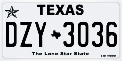 TX license plate DZY3036