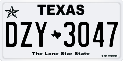 TX license plate DZY3047