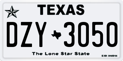 TX license plate DZY3050