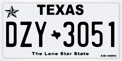 TX license plate DZY3051