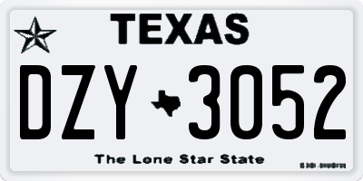 TX license plate DZY3052