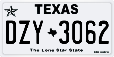 TX license plate DZY3062