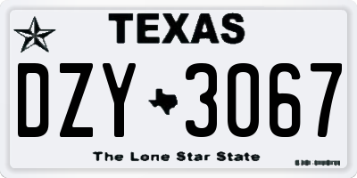 TX license plate DZY3067
