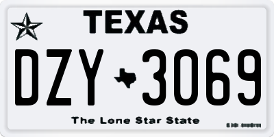 TX license plate DZY3069