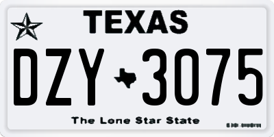 TX license plate DZY3075