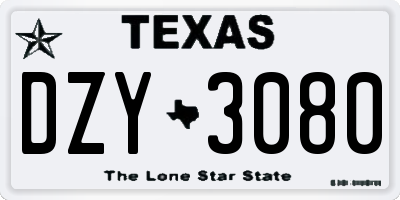 TX license plate DZY3080