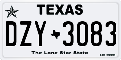 TX license plate DZY3083