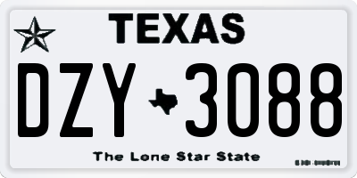 TX license plate DZY3088