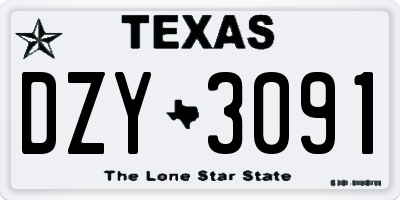 TX license plate DZY3091