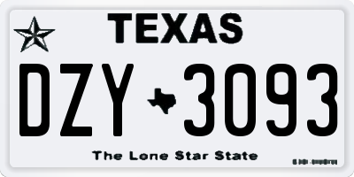 TX license plate DZY3093