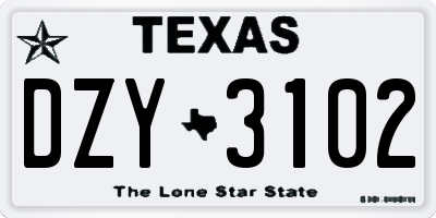 TX license plate DZY3102