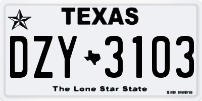 TX license plate DZY3103