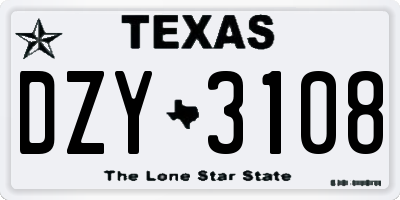 TX license plate DZY3108