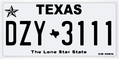 TX license plate DZY3111