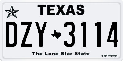TX license plate DZY3114
