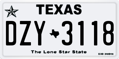 TX license plate DZY3118