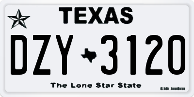 TX license plate DZY3120