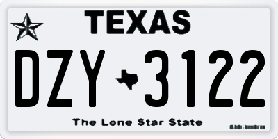 TX license plate DZY3122