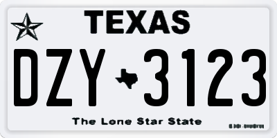 TX license plate DZY3123