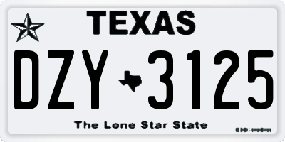 TX license plate DZY3125