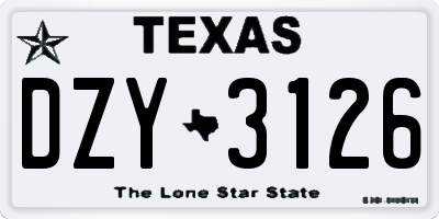 TX license plate DZY3126