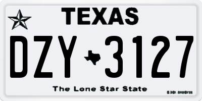 TX license plate DZY3127