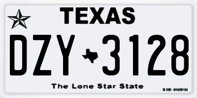 TX license plate DZY3128
