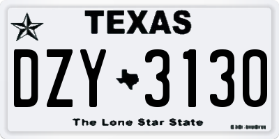 TX license plate DZY3130