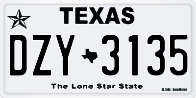 TX license plate DZY3135