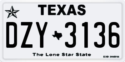 TX license plate DZY3136