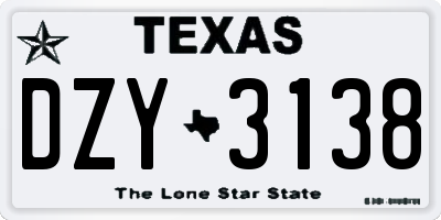 TX license plate DZY3138