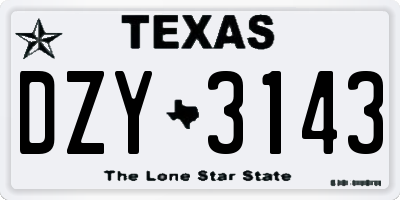 TX license plate DZY3143