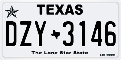 TX license plate DZY3146