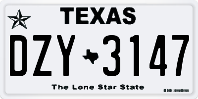 TX license plate DZY3147