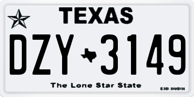 TX license plate DZY3149