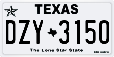 TX license plate DZY3150
