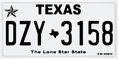 TX license plate DZY3158