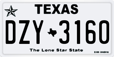 TX license plate DZY3160