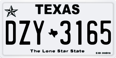 TX license plate DZY3165