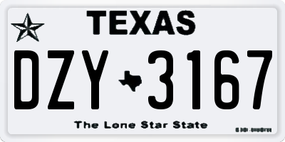 TX license plate DZY3167