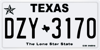 TX license plate DZY3170