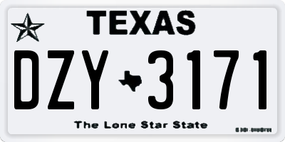 TX license plate DZY3171