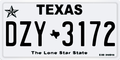 TX license plate DZY3172