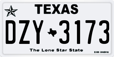 TX license plate DZY3173