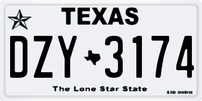 TX license plate DZY3174