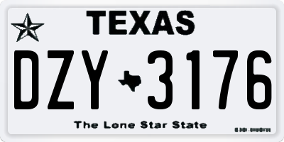 TX license plate DZY3176