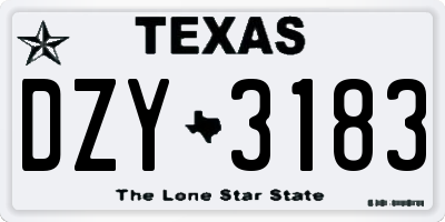 TX license plate DZY3183