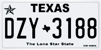 TX license plate DZY3188