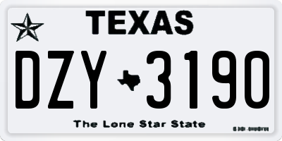 TX license plate DZY3190